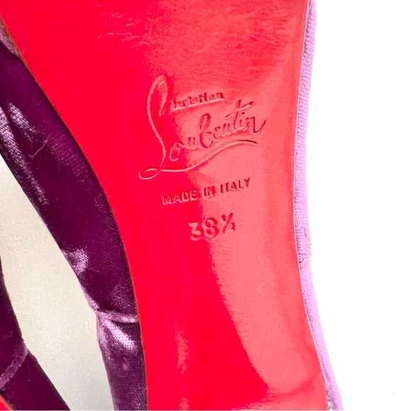 CHRISTIAN LOUBOUTIN || Purple Velvet Crystal Detail 140 Eugenie Dorsay Pump 8.5 - Picture 13 of 14
